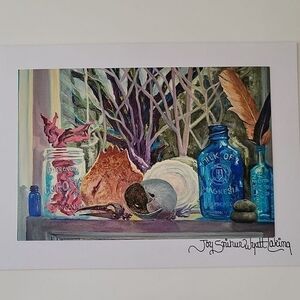 Art Print Jo Laking Shells Bottles Glossy Print on Greeting Card #0195